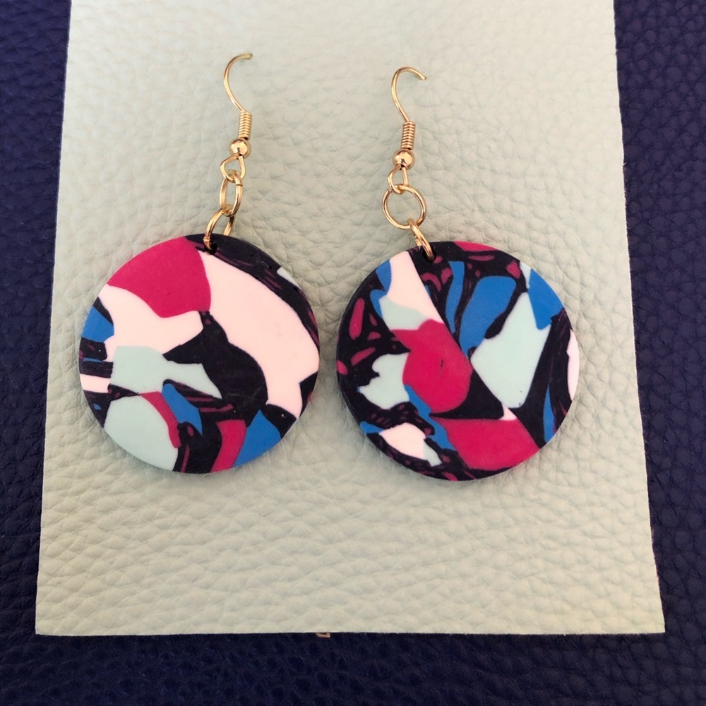 Retro Multicolor Polymer Clay Earrings